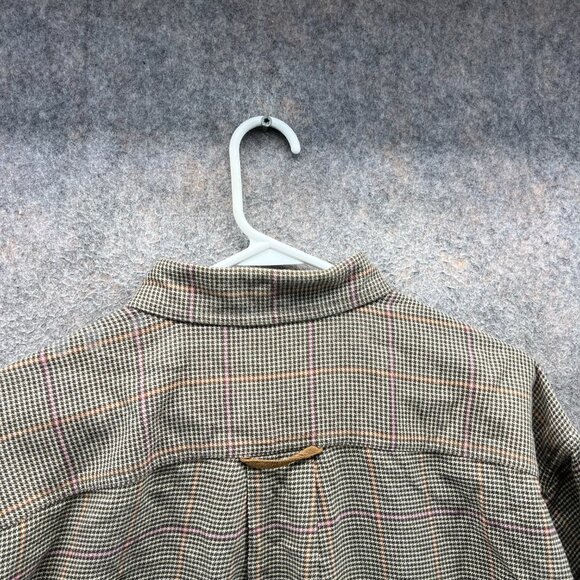 Orvis Shirt Mens Large Beige Button Down Flannel Cotton Classic Houndstooth - Picture 9 of 10